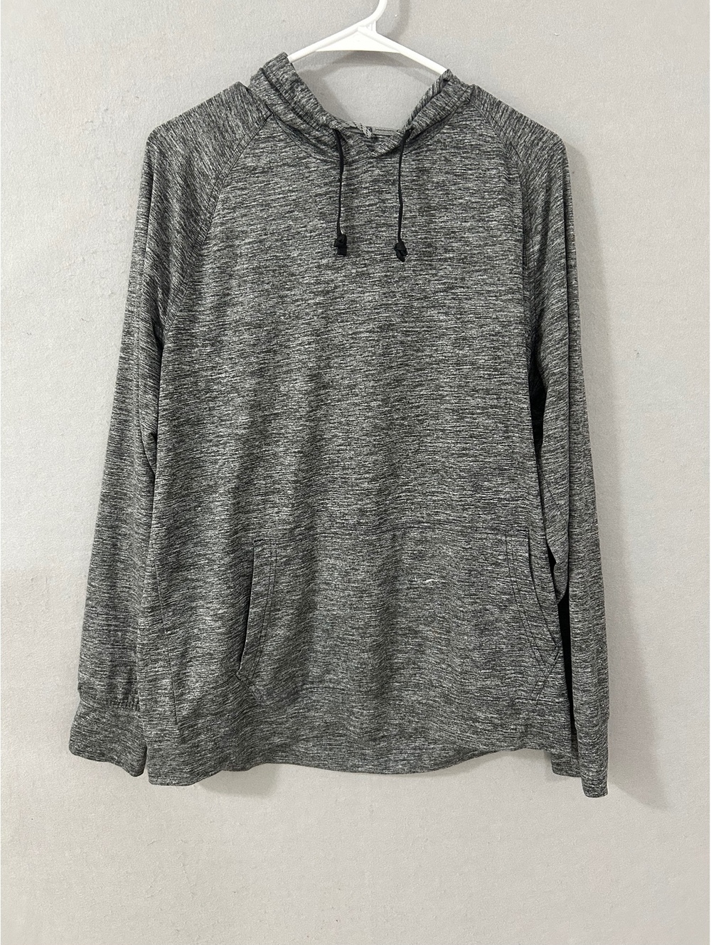 Gap Fit Brushed Tech Jersey Gray Long Sleeve T-Shirt with Hood Mens Size Med